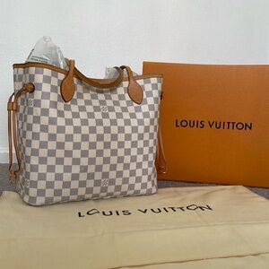 Louis Vuitton Cream and Tan Neverfull Tote
